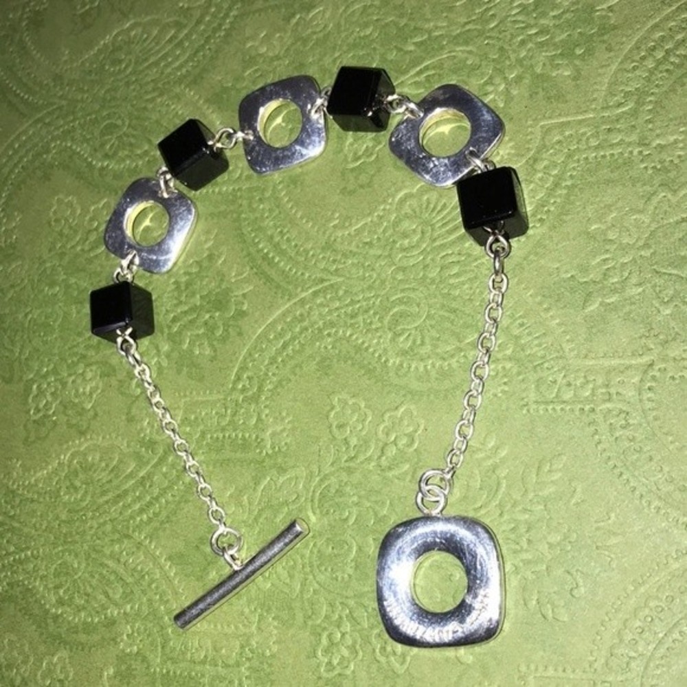 Tiffany & Co Elsa Peretti Black Onyx and Cushion Square Bracelet RARE